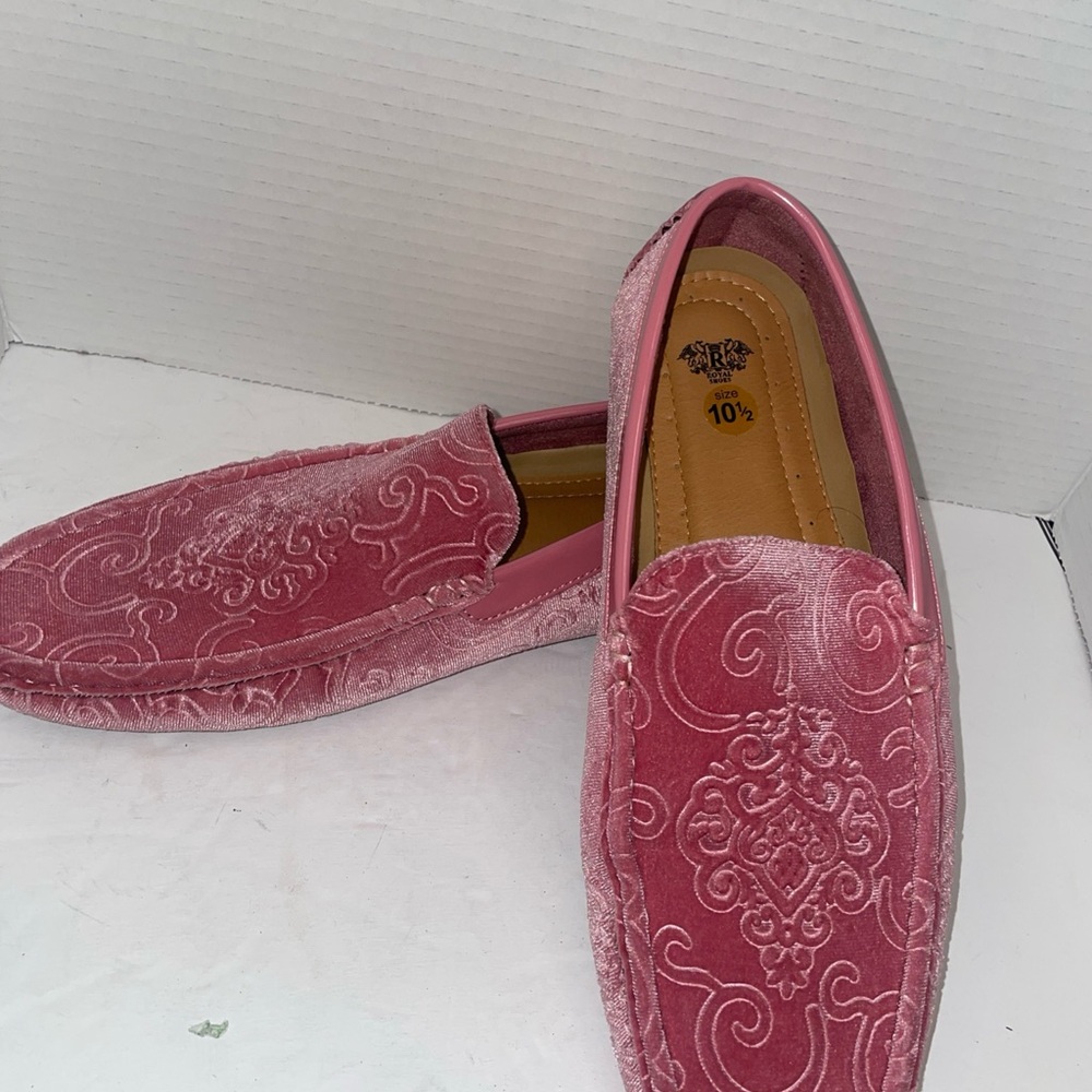 Elegant Pink Velvet Men's Slip-On Loafers